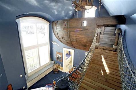 See more ideas about pirate ship bedroom, dream rooms, awesome bedrooms. Pirate Ship Bedroom With Rope Bridge, Slide | Make: