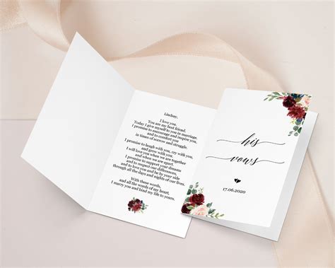 His vows her vows, Wedding vows booklet, Vows cards, Vows 