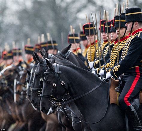 Pictured Kings Troop Royal Horse Artillery Inspected In Woolwich Park