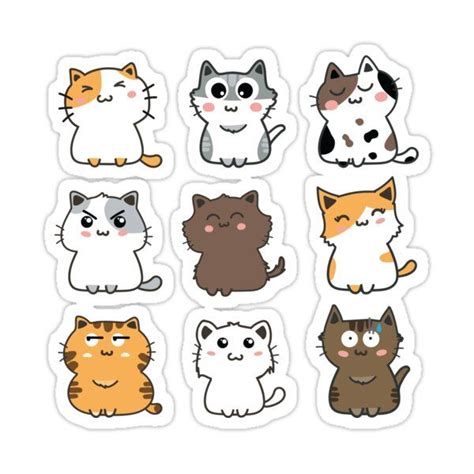 Cute Cartoon Cats Sticker Set 2 Sticker For Sale By Cafepretzel Cat