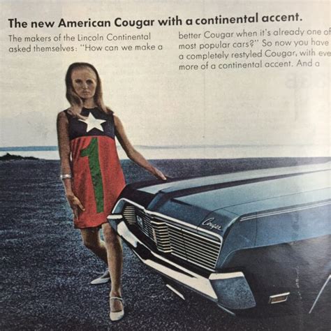 Lincoln Mercury Cougar Car Magazine Print Ad Vintage 1968 Auto Woman 2