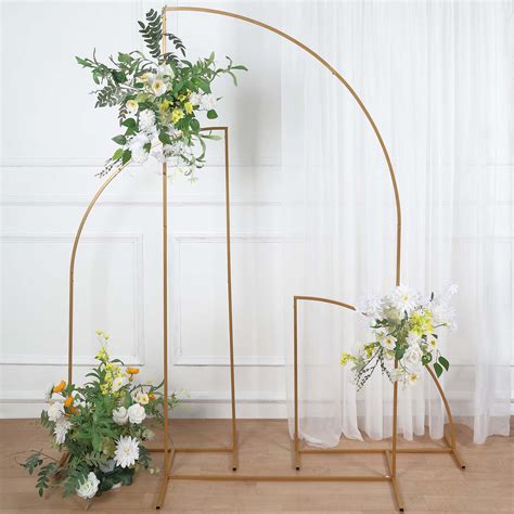 Gold Metal Wedding Arch Chiara Backdrop Stand Half Moon Floral Frame