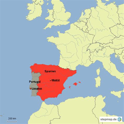 Stepmap Spanienportugal Landkarte Für Europa