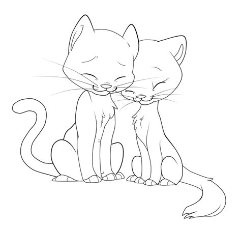 Free Couple Cat Lineart By Doddlefur On Deviantart