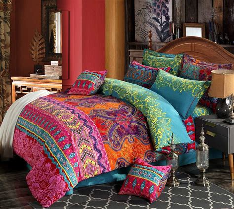 Amazon Com HNNSI 4 Pieces Bohemia Ethnic Bedding Sets Brushed Cotton