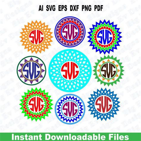 Circle Monogram Frames Set 3 Svg Cutting File Svg Dfx Eps Png Pdf