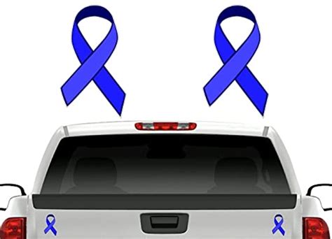 2 Dark Blue Cancer Ribbon 6 Sticker Decals Colon Cancers Vinyl