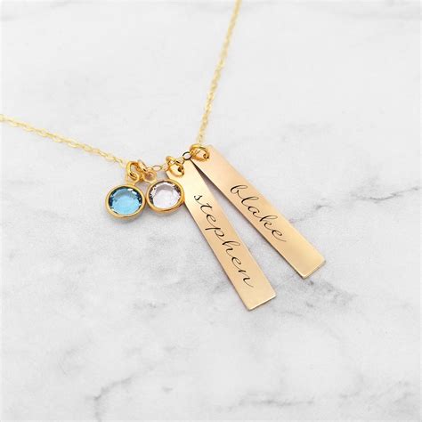 Personalized Mom Necklace Kids Name Necklace With Birthstones Gracefully Made