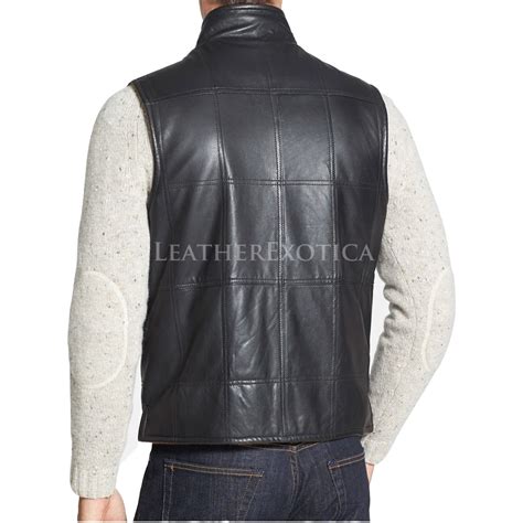 Classic Fit Leather Vest For Men Leatherexotica