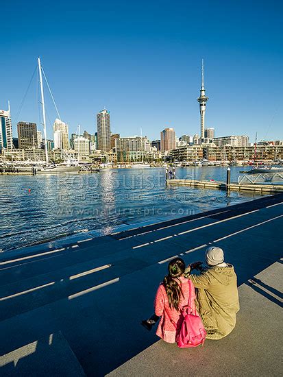 Auckland City Waterfront At The Viaduct Harbour Basin With People