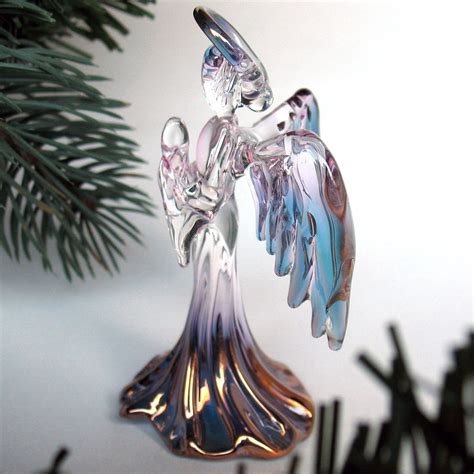 Angel Figurine Hand Blown Glass Christmas Tree Ornament Etsy