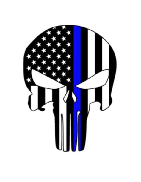 Thin Blue Line Punisher Skull Law Enforcement Back The Blue Etsy