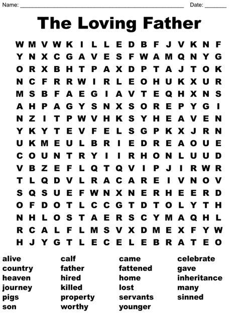 The Loving Father Word Search WordMint