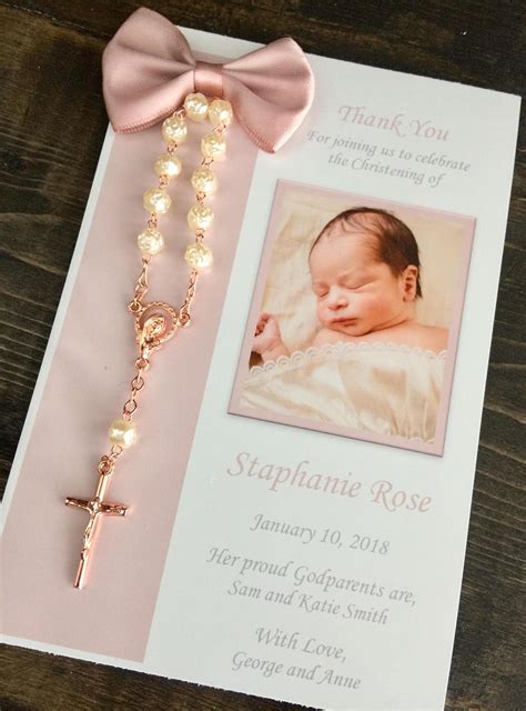 1st Pictured Is The Mauve Bow Personalized Baptism Rosary Favor