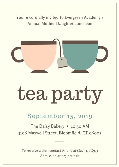 Free Custom Printable Tea Party Invitation Templates Canva