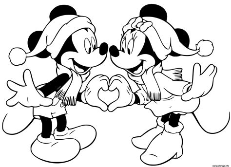 Coloriage Mickey Minnie Forming A Heart Dessin Noel Disney à Imprimer