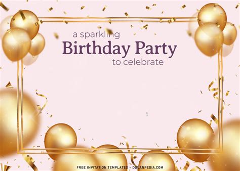 10 Sparkling Gold Balloons Birthday Invitation Templates For Any Ages
