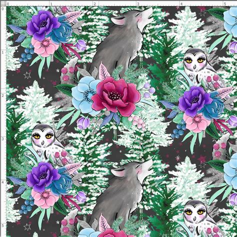 Wolves Fabric By The Yard Wolf Fabric Wildlife Fabric Etsy