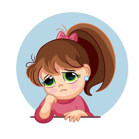 Cartoon Sad Girl Face Emotion Vector Illustration 8375476 Vector Art At