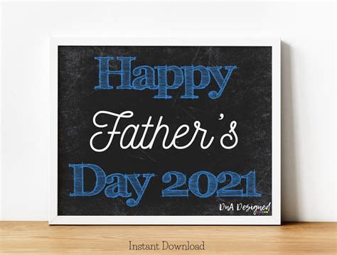 Happy Fathers Day Digital Chalkboard Print 2021 Instant Etsy