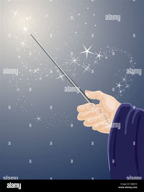 An Illustration Of A Wizards Hand Holding A Magic Wand With Sparkles
