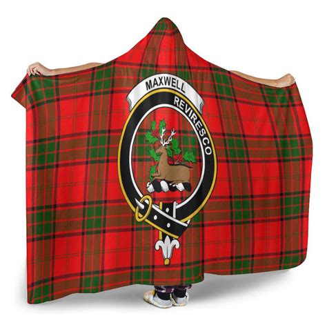 Scottish Maxwell Clan Crest Tartan Hooded Blanket