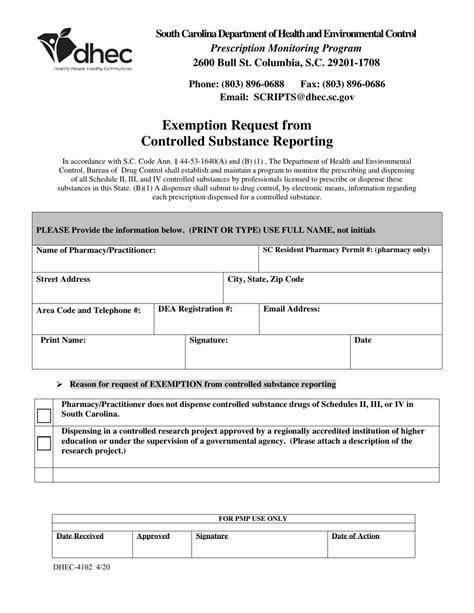 Dhec Form 4102 Fill Out Sign Online And Download Fillable Pdf South