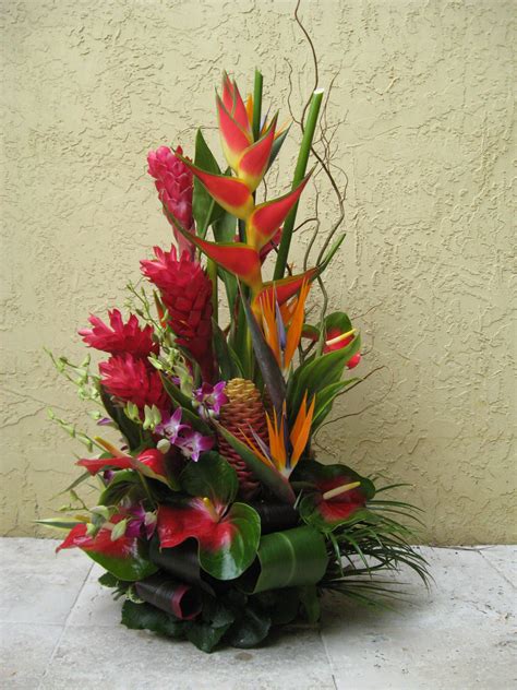 Tropical Wedding Theme Flower Display Tropical Floral Arrangements