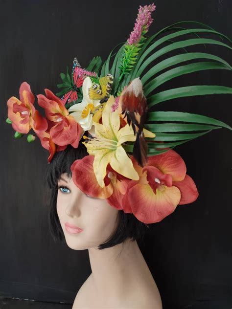 Tropical Tiki Headdress Large Orchid Fascinator For Women Etsy