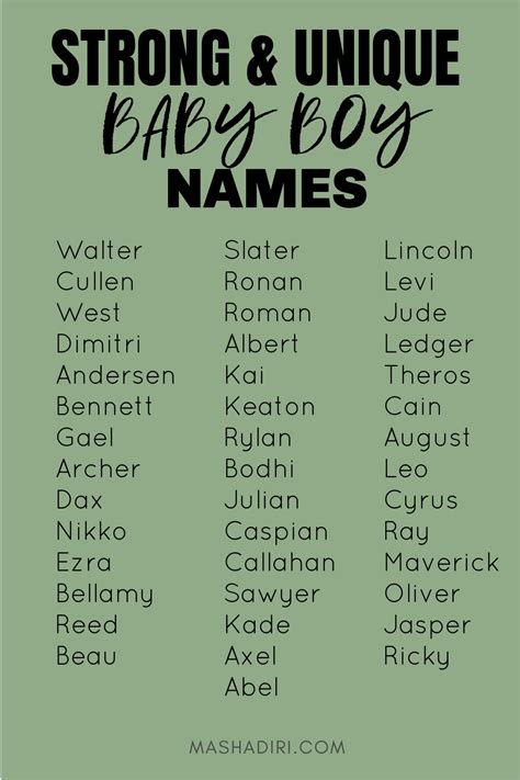 Strong And Unique Baby Boy Names For 2021 In 2021 Baby Boy Names