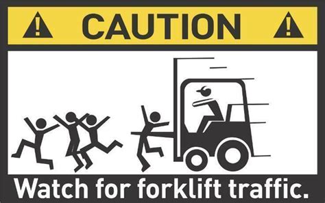 Funny Warning Sign Caution Fork Lift Truck Operating Sticker Self