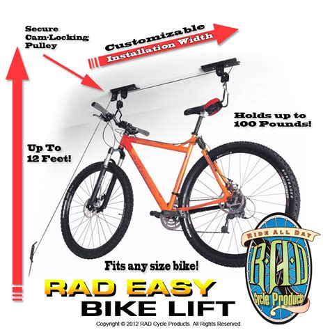 A bicycle parking rack, usually shortened to bike rack and also called a bicycle stand, is a device to which bicycles can be securely attached for parking. RAD Cycle Products Bike Lift Hoist Garage Mtn Bicycle ...