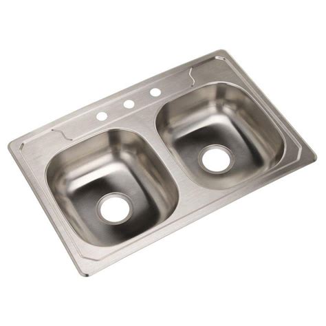 Kohler Staccato Drop In Stainless Steel 33 In 4 Hole Double Basin