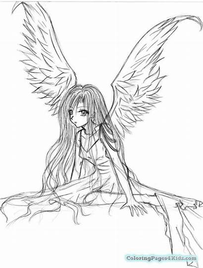 Angel Devil Coloring Pages Anime Angels Fallen