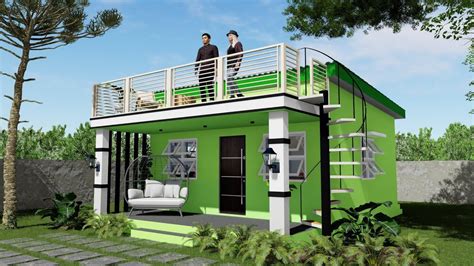 House Design With Rooftop Cashierdrawing