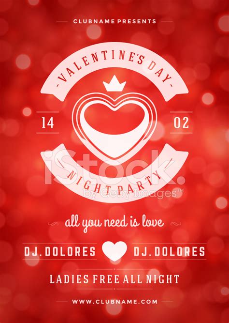 Happy Valentines Day Party Poster Design Template Stock Photo Royalty