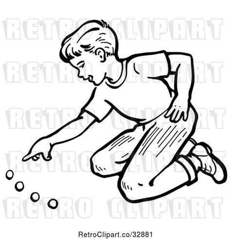 Vector Clip Art Of Retro Boy Playing With Marbles In By Picsburg 32881