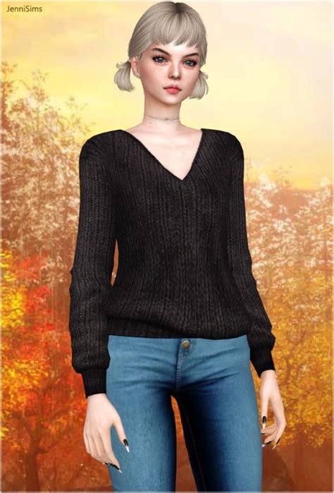Jenni Sims V Neck Sweaters • Sims 4 Downloads