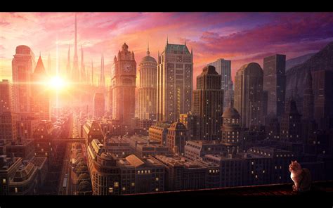 Anime Cityscape Architecture Wallpapers Hd Desktop And