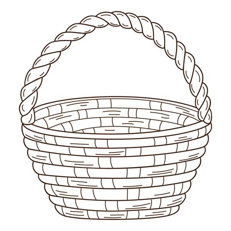 An Empty Wicker Basket Decorative Element With An Outline Doodle