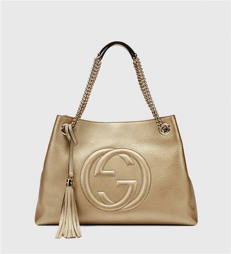 Gucci Soho Metallic Leather Shoulder Bag Lyst