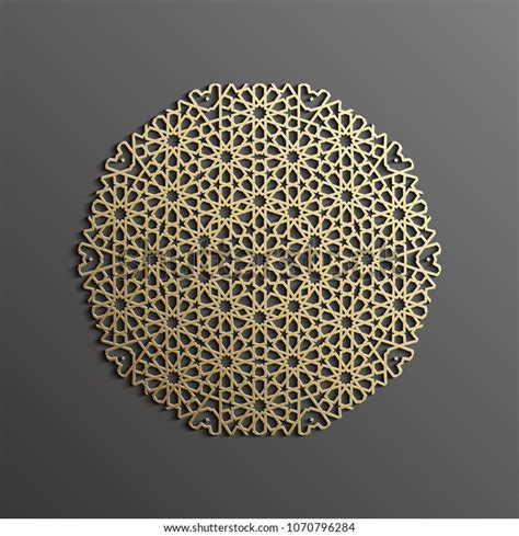 Islamic Mandala 3d Gold Background On Dark Round Ornament Architecture