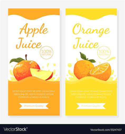 Orange Apple Juice Label Templates Set Paper Box Vector Image