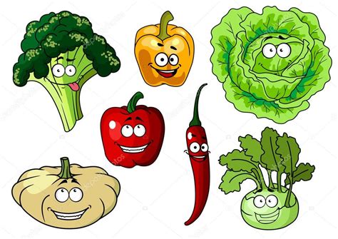 Caricaturas Frescas Y Saludables Verduras Personajes Imagen Vectorial