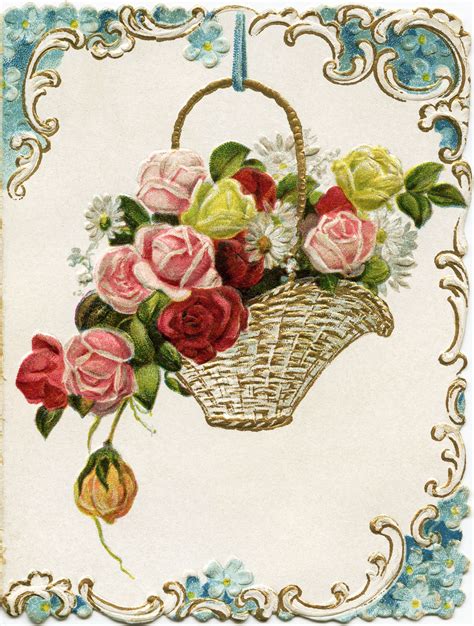 Vintage Floral Card Old Fashioned Holiday Card Antique New Years