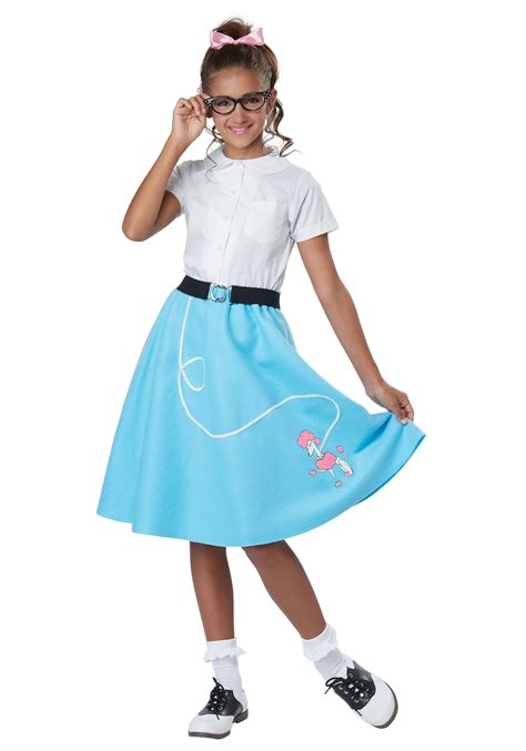 Blue 50s Poodle Skirt For Girls