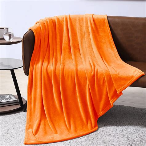 Exq Home Fleece Blanket Twin Size Orange Throw Blanket For