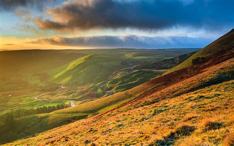 Download Wallpapers England 4k Sunset Hills Beautiful Nature Great