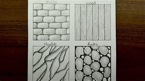 How To Draw Textures Step By Step Brickwoodmarblerock Drawings