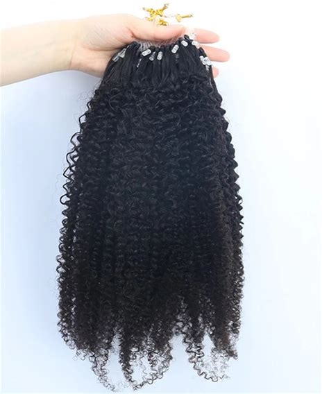 Dolago Brazilian Afro Kinky Curly Micro Link Human Hair Extensions